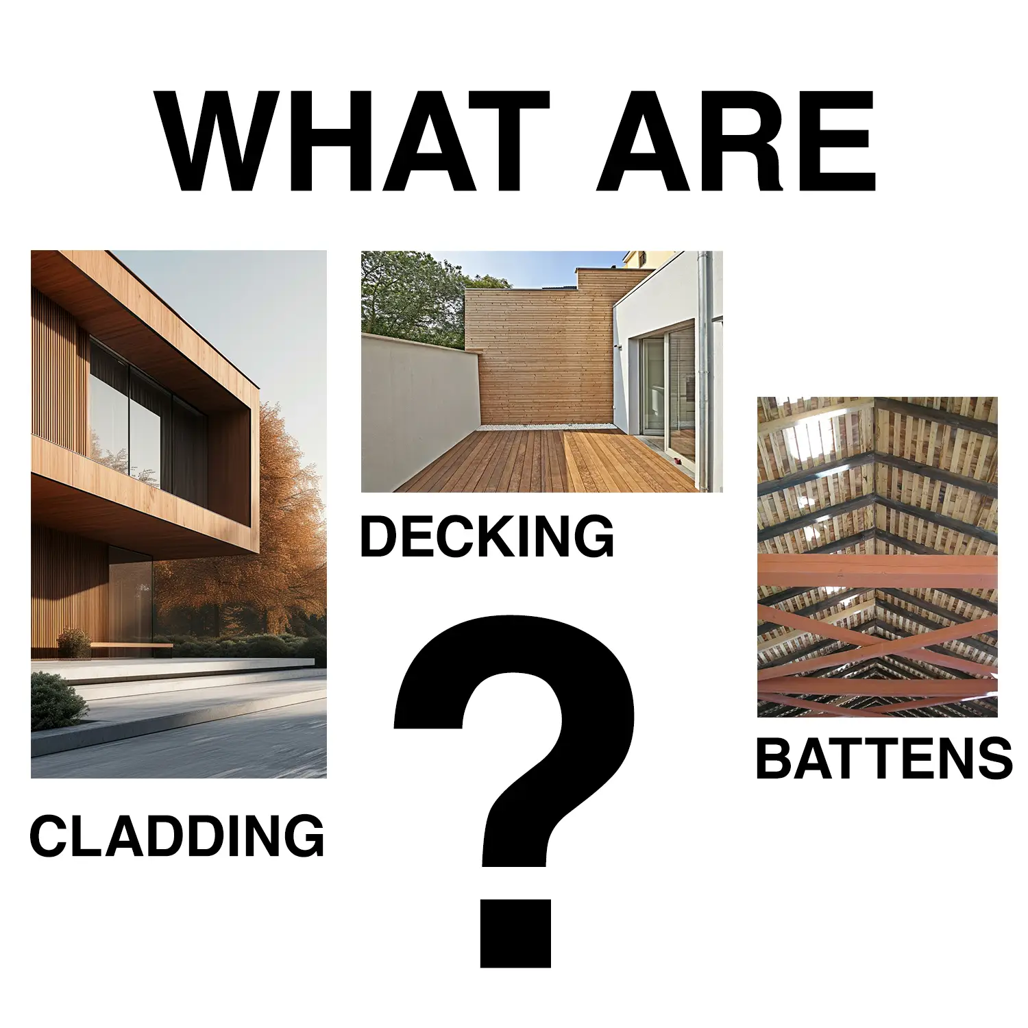 What are Cladding, decking, and battens